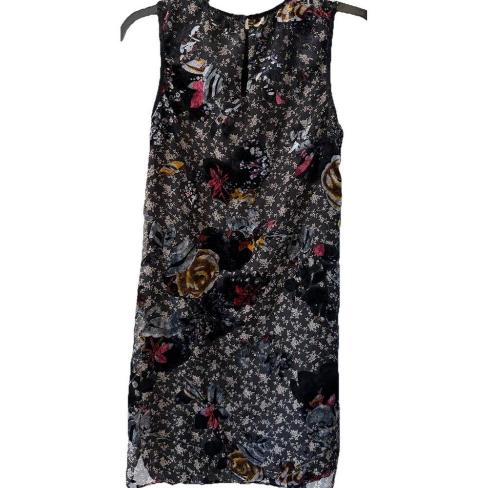 Black Floral Velvet  Womens XS Burnout Whimsigoth dark romantic mini dress - Picture 3 of 5